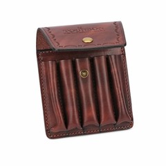 TOURBON Leather Rifle Bullets Holder Ammo Carry Pouch 5 Rounds Cartridge Wallet
