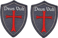 Deus Vult God Wills It Crusader Knight Templar PATCH |2PC 3.5″ X 2.5″ HOOK BACK