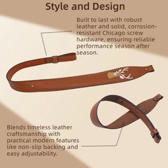 Tourbon Leather Rifle Sling Padded Adjust Shotgun Strap Fit Remington Marlin Gun