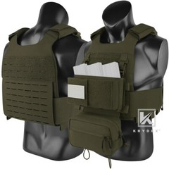 KRYDEX Low Vis Slick Armor Molle Carrier & Tactical Placard & Drop Pouch Green