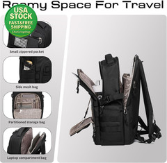 Tactical Backpack Military Black 18.5 Inch 25L MOLLE System Durable