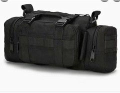 Black Tactical MOLLE Utility Gear Bag, Multi-Zip Compartments, Zip Closure