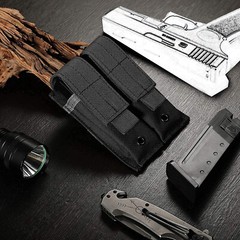 Tactical Molle 9mm Double Mag Ammo Pouch Military Pistol Open-Top Magazine Pouch