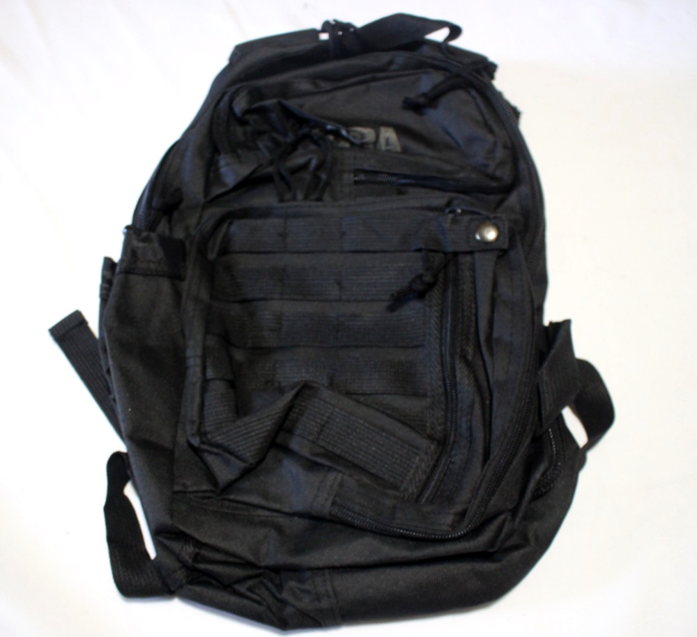 15″ X 11″ X 4″ BACKPACK ALL BLACK WITH “NRA” INSCRIPTION SEWN EMBROIDERED