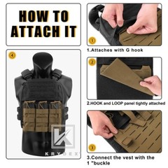 KRYDEX Tactical Laser cut MOLLE Panel Front Flap Placard Removable Buckle Coyote