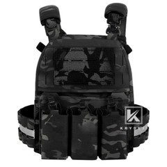 KRYDEX FCPC V5 Plate Carrier Tactical Vest Zip On Back Panel Banger Black Camo
