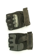 Tactical Half Finger Gloves Black – Synthetic Leather Grip, Knuckle Protection,