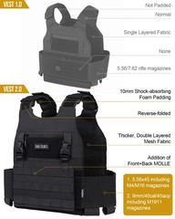 Low Profile MOLLE Vest Adult with Hook and Loop Cummerbund, Side Elastic Hold…