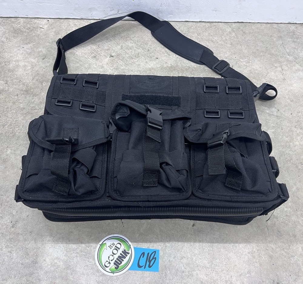 Rugged Code Alpha Tactical 18″ x 14” Black Messenger Laptop Bag NRA Embroidered