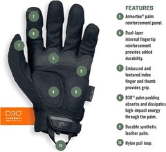 Mechanix Wear M-Pact Covert Tactical Gloves Secure Fit Vibration Absorption BLK