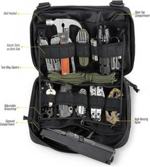 Water-Resistant Tactical Molle Utility Pouch – Clamshell Design, Black, 9.5″