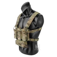 KRYDEX Tactical Chest Rig 5.56 Triple Elastic Mag Pouch MOLLE H-harness MC Camo