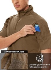 MAGCOMSEN Men’s Tactical Military Shirts 1/4 Zip Short Sleeve Slim Fit Camo M