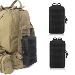 2 pcs Black Tactical Molle Pouch Durable EDC Belt Waist Pack Phone Storage Bag