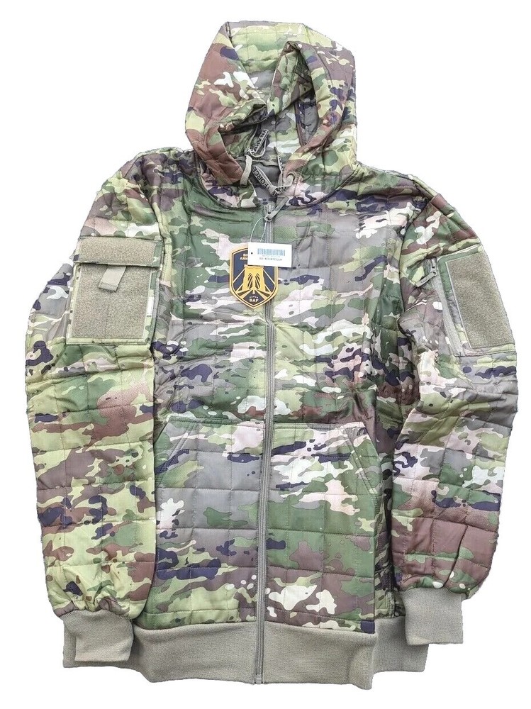 OCP Long Multicam Hooded Zip Woobie Jacket BAF+ Flag Patch