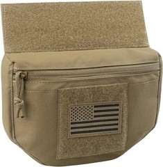 Compact Khaki Tactical Drop Pouch with Multiple Compartments – USA Flag Included