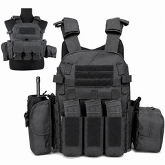 Tactical Vest for Airsoft & Paintball, Adjustable MOLLE Plate Carrier with Pa…