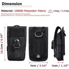 Black Military Hiking Camping Phone Pocket Tactical Molle Pouch Waist Belt Pack