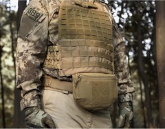 Compact Khaki Tactical Drop Pouch with Multiple Compartments – USA Flag Included