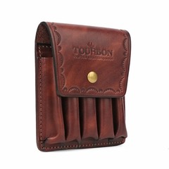 TOURBON Leather Rifle Bullets Holder Ammo Carry Pouch 5 Rounds Cartridge Wallet