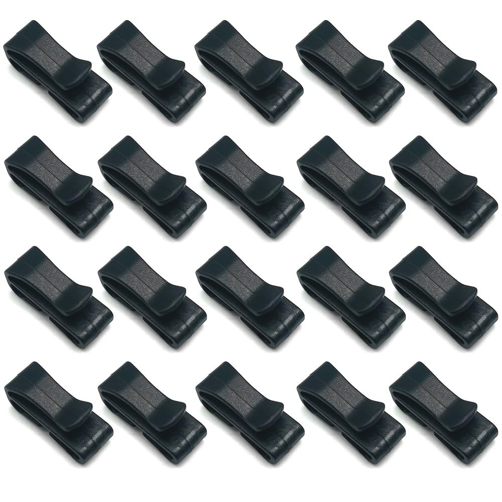 Alamic 20 Pack Plastic Webbing Ending Clip 1″ Tactical Backpack Strap Black