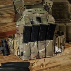 KRYDEX Quad Open Top Elastic Mag Pouch Tactical Magazine Holster MOLLE MC Camo