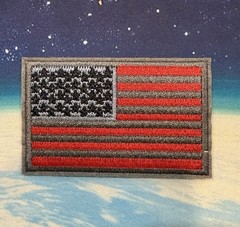 USA Flag Morale Tactical Patch Embroidered Gray/Red/Black Rectangle 3×2 in 1pc