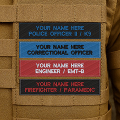 Custom Fire/Rescue/EMS/Police Embroidered Name Tapes – 1″ X 5″, Hook & Loop Back