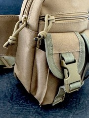 Khaki Canvas Tactical Belt Bag Adjustable Multi Pocket Heavy Duty Waist Bag