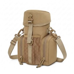Tactical Molle Water Bottle Pouch 64oz Flask Holder Insulated Military Bag Tan