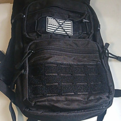 Black Tactical Backpack MOLLE Style, Nylon Zip Closure, External Pockets