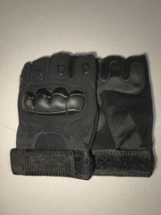 Tactical Half Finger Gloves Black – Synthetic Leather Grip, Knuckle Protection,
