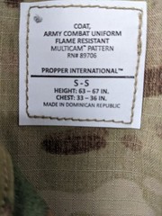 Propper ACU Mens Tactical Flame Resistant Military Coat Multicam Small/Short