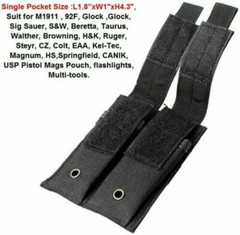 Tactical Molle 9mm Double Mag Ammo Pouch Military Pistol Open-Top Magazine Pouch