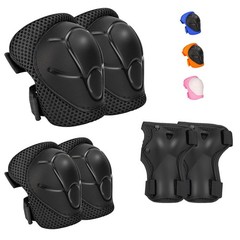 Kids Protective Gear Set – Knee Pads Elbow with ‎S(3-7Years), Black