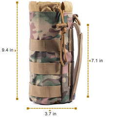 Tactical Molle Water Bottle Holder Bag Military Drawstring Carrier Kettle Pouch
