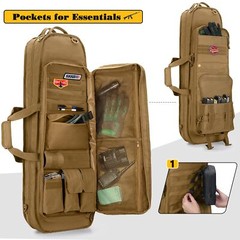 Tactical Rifle Bag Backpack Fits 36 inches Rifles, Soft Rifle Case with 3 Magazi