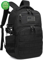 Tactical Backpack Military Black 18.5 Inch 25L MOLLE System Durable