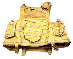 Men’s Brown Multi Pockets Adjustable Strap Airsoft Tactical Vest