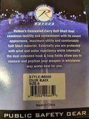 Small Soft Shell Conceal Carry Vest Rothco black protection with wind and water