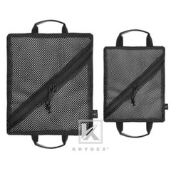 KRYDEX 2pc Tactical Mesh Pouch Set Modular Storage Organizer Travel Pocket Black