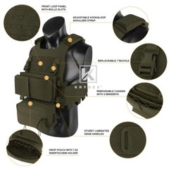 KRYDEX Low Vis Slick Armor Molle Carrier & Tactical Placard & Drop Pouch Green