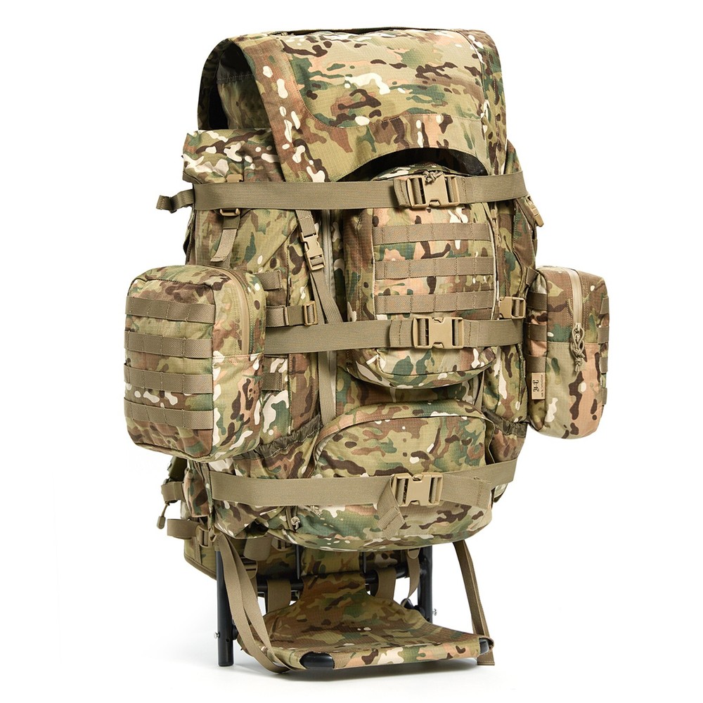 Iraklis External Frame Rucksack 90L Heavy-Duty Pack w/ Load Shelf Camo MOLLE