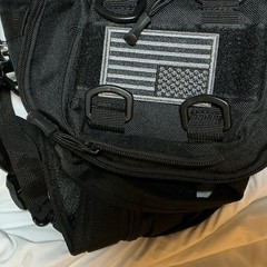 Black Nylon Tactical Backpack with MOLLE Webbing and American Flag Patch