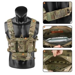 KRYDEX Tactical Chest Rig 5.56 Triple Elastic Mag Pouch MOLLE H-harness MC Camo