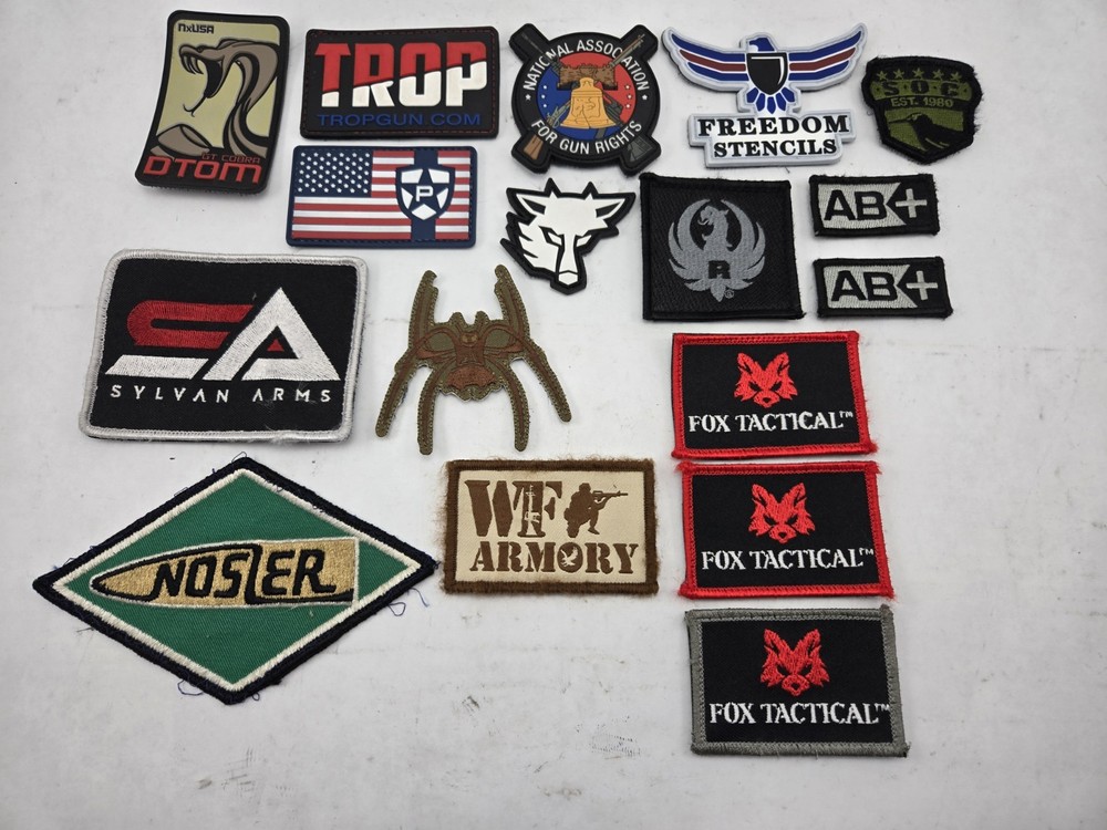 Lot Of 17 Used Tactical Morale Patches PVC Embroidered Hook Loop Firearms Logo